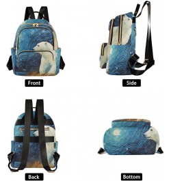 Medium Fashion Backpack for Women Painting Polar Bear Print Ladies Travel Daypack Aesthetic Shoulder Bag 11.4×6.1×14.1 IN $19...