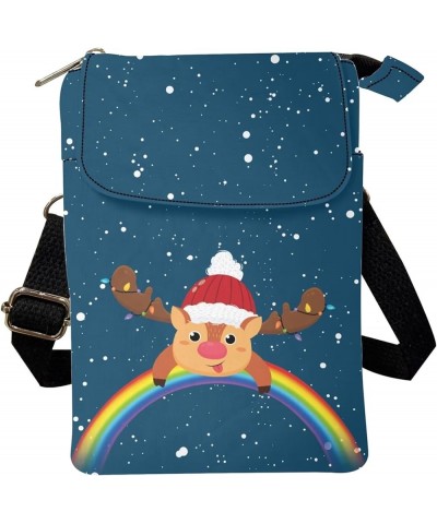 Women's Small Crossbody Purse Sling Pouch Cell Phone Bags Teens Cute Xmas Elk $10.70 Crossbody Bags