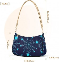 Venetian Carnival Face Mask Purse Shoulder Bag Chain Shoulder Bag Mini with Zipper Halloween Blue Cobweb $15.11 Hobo Bags