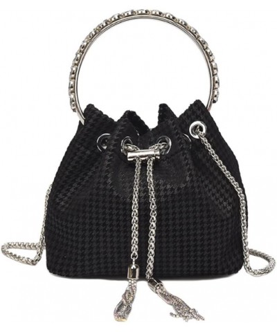 Women Rhinestones Evening Bag Chain Bucket Bags Clutch Bag Handbag Satchel B Black $15.33 Satchels