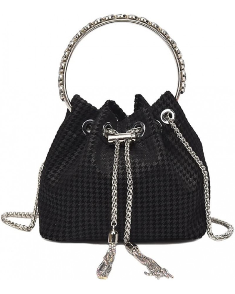 Women Rhinestones Evening Bag Chain Bucket Bags Clutch Bag Handbag Satchel B Black $15.33 Satchels