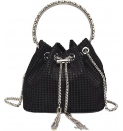 Women Rhinestones Evening Bag Chain Bucket Bags Clutch Bag Handbag Satchel B Black $15.33 Satchels