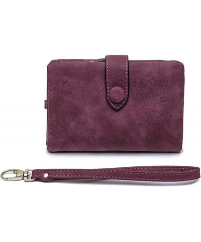 Wallets for Women Large Capacity Short Purse Credit Card Holder Travel Purse Wristlet (Purple) Purple $10.99 Wristlets