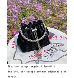 Women Rhinestones Evening Bag Chain Bucket Bags Clutch Bag Handbag Satchel B Black $15.33 Satchels