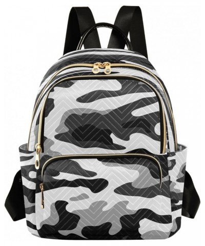 Camouflage Gray Black Women Backpack Purse Ladies Fashion Shoulder Bag Daypack Travel Bag 7.5L Medium $13.95 Backpacks