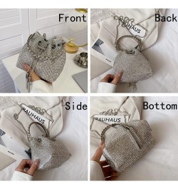 Women Rhinestones Evening Bag Chain Bucket Bags Clutch Bag Handbag Satchel B Black $15.33 Satchels