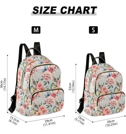 Flowers Peonies Peacock Feathers Retro Women's Backpack Purse Causal Daypack Travel Business Trip Bag Shoulder Bag Small $16....