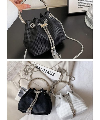 Women Rhinestones Evening Bag Chain Bucket Bags Clutch Bag Handbag Satchel B Black $15.33 Satchels