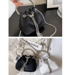 Women Rhinestones Evening Bag Chain Bucket Bags Clutch Bag Handbag Satchel B Black $15.33 Satchels