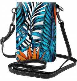 Tropical Leaves Palm Tree Pattern Small Flip Crossbody Bag Cell Phone Pouch for Women Wallet Bag Coin Purse $20.39 Crossbody ...