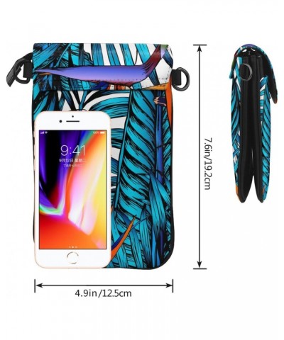 Tropical Leaves Palm Tree Pattern Small Flip Crossbody Bag Cell Phone Pouch for Women Wallet Bag Coin Purse $20.39 Crossbody ...