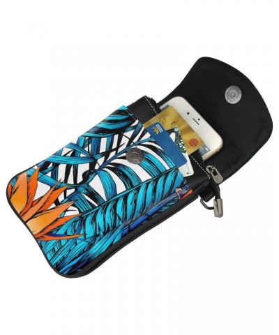 Tropical Leaves Palm Tree Pattern Small Flip Crossbody Bag Cell Phone Pouch for Women Wallet Bag Coin Purse $20.39 Crossbody ...