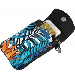 Tropical Leaves Palm Tree Pattern Small Flip Crossbody Bag Cell Phone Pouch for Women Wallet Bag Coin Purse $20.39 Crossbody ...