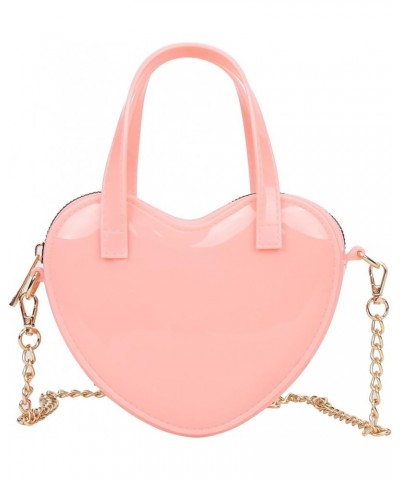 Cute Heart Shape Girls Womens Vegan Leather Small Handle Satchel Crossbody Purse Mini - Pink $15.34 Crossbody Bags