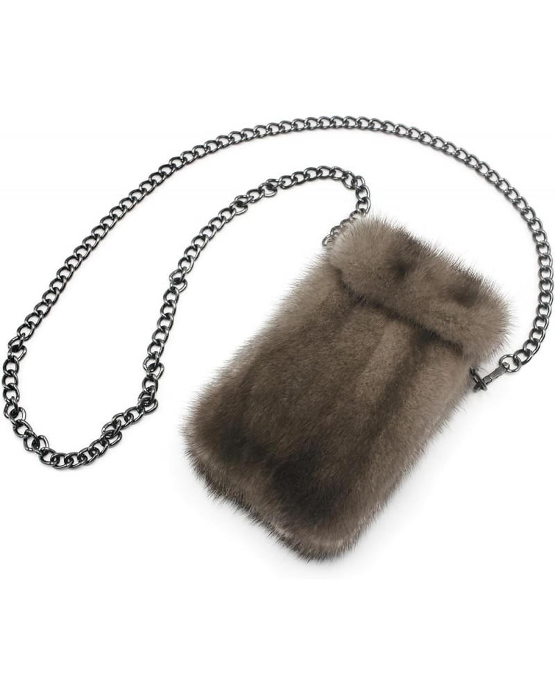 Opulent Danish Mink Fur Elegance Handbag with Genuine Sheepskin Lining - Ethical Luxury, Spacious Sophistication Gray $22.55 ...