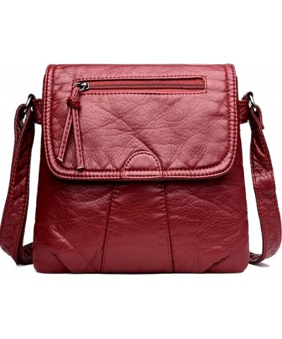 Vegan Leather Stylish Crossbody Shoulder Bag - Women's Crossbody Purse with Adjustable Strap - Gift for Her Red $34.42 Crossb...