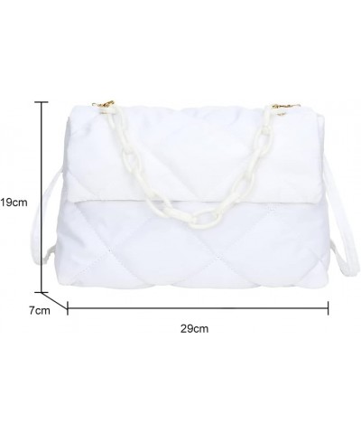 Chain Crossbody Bags for Women Quilted Shoulder Bag Casual Flap Female Handbags Fashion Winter for Party White $10.99 Shoulde...