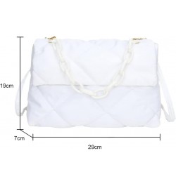 Chain Crossbody Bags for Women Quilted Shoulder Bag Casual Flap Female Handbags Fashion Winter for Party White $10.99 Shoulde...