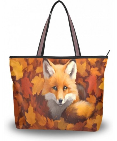 Women Tote Bags Fox Maple Leaves Autumn Fall Top Handle Satchel Handbags Shoulder Bag for Shopping 20848346 $8.82 Satchels