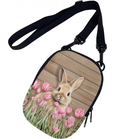 Messenger Bag for Women Crossbody Zipper Bag with Adjustable Strap Portable Phone Purse Shoulder Hnadbag Rabbit Tulip Wood $8...