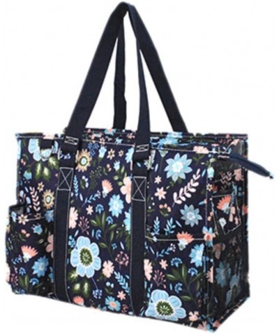 Utility Water Resistant Tote Bag, Top Zipper Closure, Perfect Gifts for Working Women, Nurses, Gym bag Pastel Floral-navy $13...