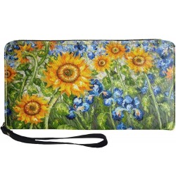 JSXYYBQ Blue Hibiscus Wallets for Womens Pouch for Travel Beach Tropical Hawaii Flower Zipper ID Card Holder With Wristlet Gi...