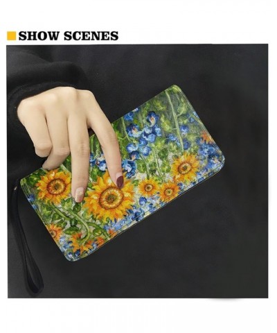 JSXYYBQ Blue Hibiscus Wallets for Womens Pouch for Travel Beach Tropical Hawaii Flower Zipper ID Card Holder With Wristlet Gi...