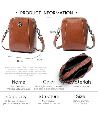 Retro All-Match Vertical Cellphone Bag, Women's Crossbody Leather Shoulder Bags, Leather Small Crossbody Bags for Women B Col...