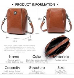 Retro All-Match Vertical Cellphone Bag, Women's Crossbody Leather Shoulder Bags, Leather Small Crossbody Bags for Women B Col...