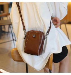 Retro All-Match Vertical Cellphone Bag, Women's Crossbody Leather Shoulder Bags, Leather Small Crossbody Bags for Women B Col...