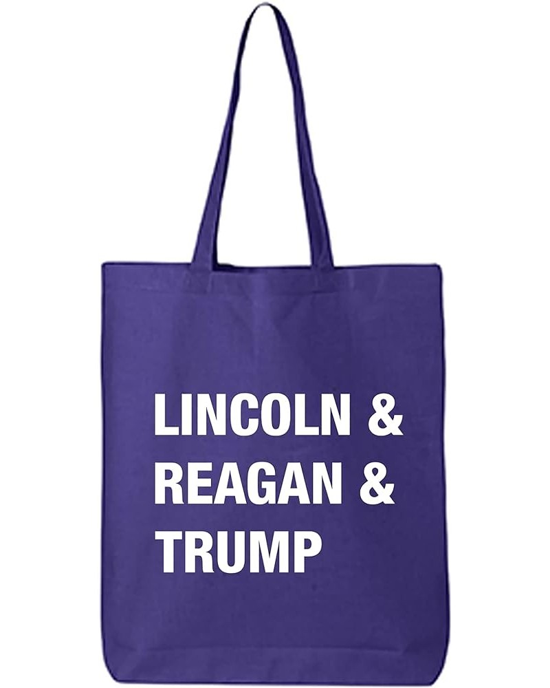 Lincoln & Reagan & Trump Cotton Canvas Tote Bag Purple $8.61 Totes