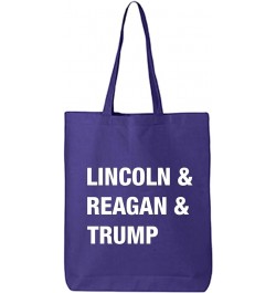 Lincoln & Reagan & Trump Cotton Canvas Tote Bag Purple $8.61 Totes