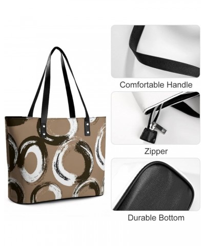 Womens Handbag Circles Pattern Leather Tote Bag Top Handle Satchel Bags For Lady $16.10 Totes