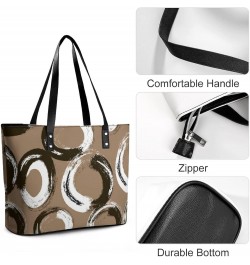 Womens Handbag Circles Pattern Leather Tote Bag Top Handle Satchel Bags For Lady $16.10 Totes