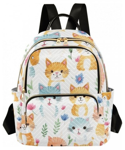 Mini Backpack Purse for Women, Floral Cats Travel Bag Casual Daypack Shoulder Bag Small $14.72 Backpacks