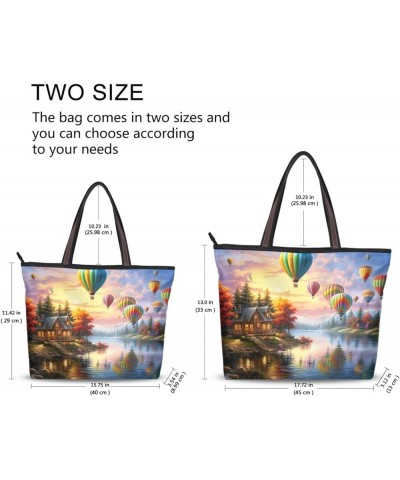 Women Tote Bags Hot Air Balloon Trees Landscape Top Handle Satchel Handbags Shoulder Bag for Shopping 20847988 Landscape $11....