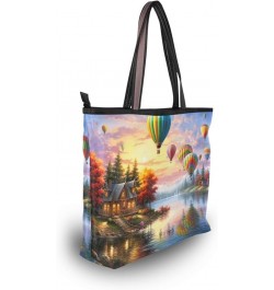 Women Tote Bags Hot Air Balloon Trees Landscape Top Handle Satchel Handbags Shoulder Bag for Shopping 20847988 Landscape $11....