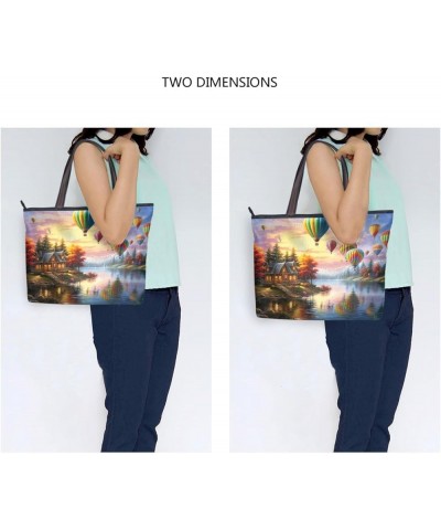 Women Tote Bags Hot Air Balloon Trees Landscape Top Handle Satchel Handbags Shoulder Bag for Shopping 20847988 Landscape $11....