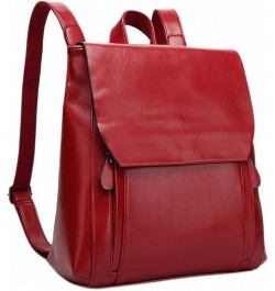 Backpack Women Leather Bag Soft Face Retro College Luxury Brown Red $17.47 Backpacks