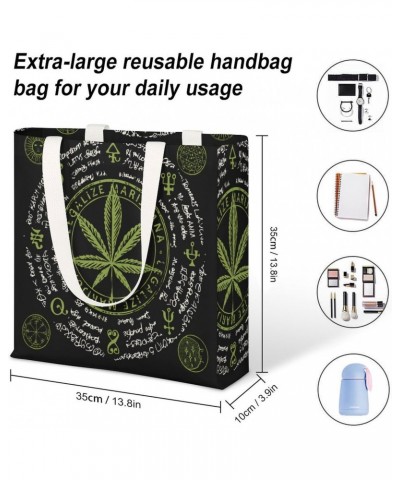 Cool Vintage Weed Marijuana Smoke CanvasTote Bag for Women Girl Canvas Shoulder Handbags Cute Large Purse $13.51 Totes