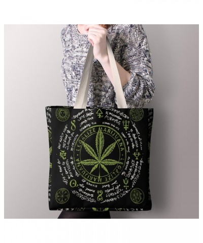 Cool Vintage Weed Marijuana Smoke CanvasTote Bag for Women Girl Canvas Shoulder Handbags Cute Large Purse $13.51 Totes