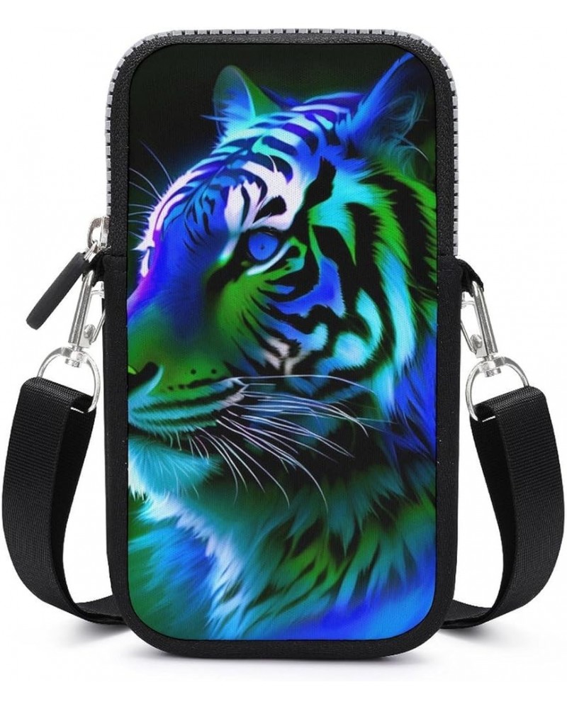 Passport, Credit Card Casual Phone Wallet - Anti-Theft Water Resistant Multifunctional Totebag Wolf Colorful Fire Splashes Ar...