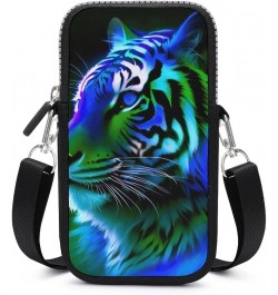 Passport, Credit Card Casual Phone Wallet - Anti-Theft Water Resistant Multifunctional Totebag Wolf Colorful Fire Splashes Ar...