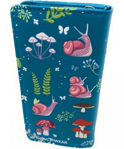 Snail and Mushroom Forest Large Insect Wallet for Women and Teen Girls Vegan Faux Leather Teal 7 $22.50 Wallets