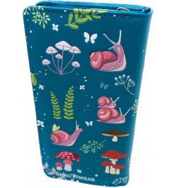 Snail and Mushroom Forest Large Insect Wallet for Women and Teen Girls Vegan Faux Leather Teal 7 $22.50 Wallets