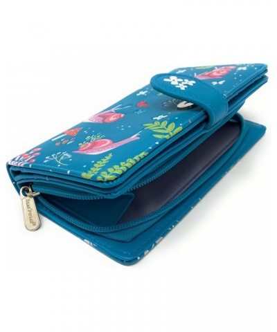 Snail and Mushroom Forest Large Insect Wallet for Women and Teen Girls Vegan Faux Leather Teal 7 $22.50 Wallets