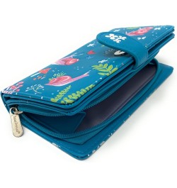 Snail and Mushroom Forest Large Insect Wallet for Women and Teen Girls Vegan Faux Leather Teal 7 $22.50 Wallets