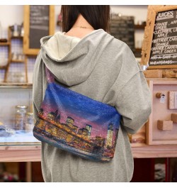 Women Boho Handbag Manhattan Skyscrapers Brooklyn Bridge New York Underarm Bag Tote Bag Shoulder Bag Crossbody Bag Fluffy Cel...