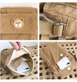 Cute Kawaii Corduroy Bear Off Shoulder Aesthetic Crossbody Bag for Women Girls White $12.53 Shoulder Bags