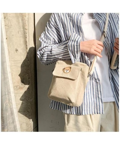 Cute Kawaii Corduroy Bear Off Shoulder Aesthetic Crossbody Bag for Women Girls White $12.53 Shoulder Bags